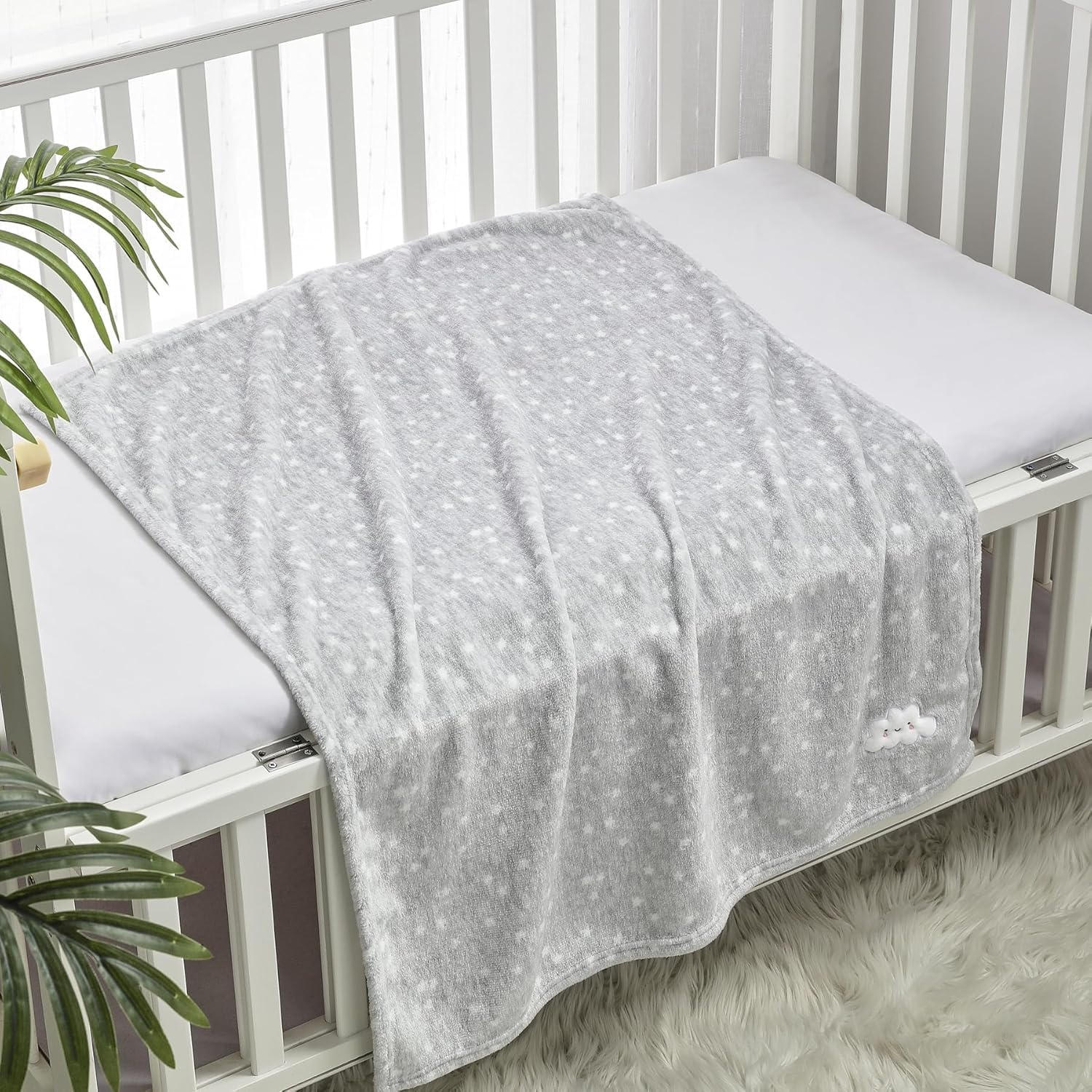 CREVENT 2Pcs 75cmX100cm Cute Cozy Fluffy Warm Baby Blankets for Infants Toddlers' Bedding Crib Cot Stroller - Grey Cloud + Mink Unicorn - Image 4