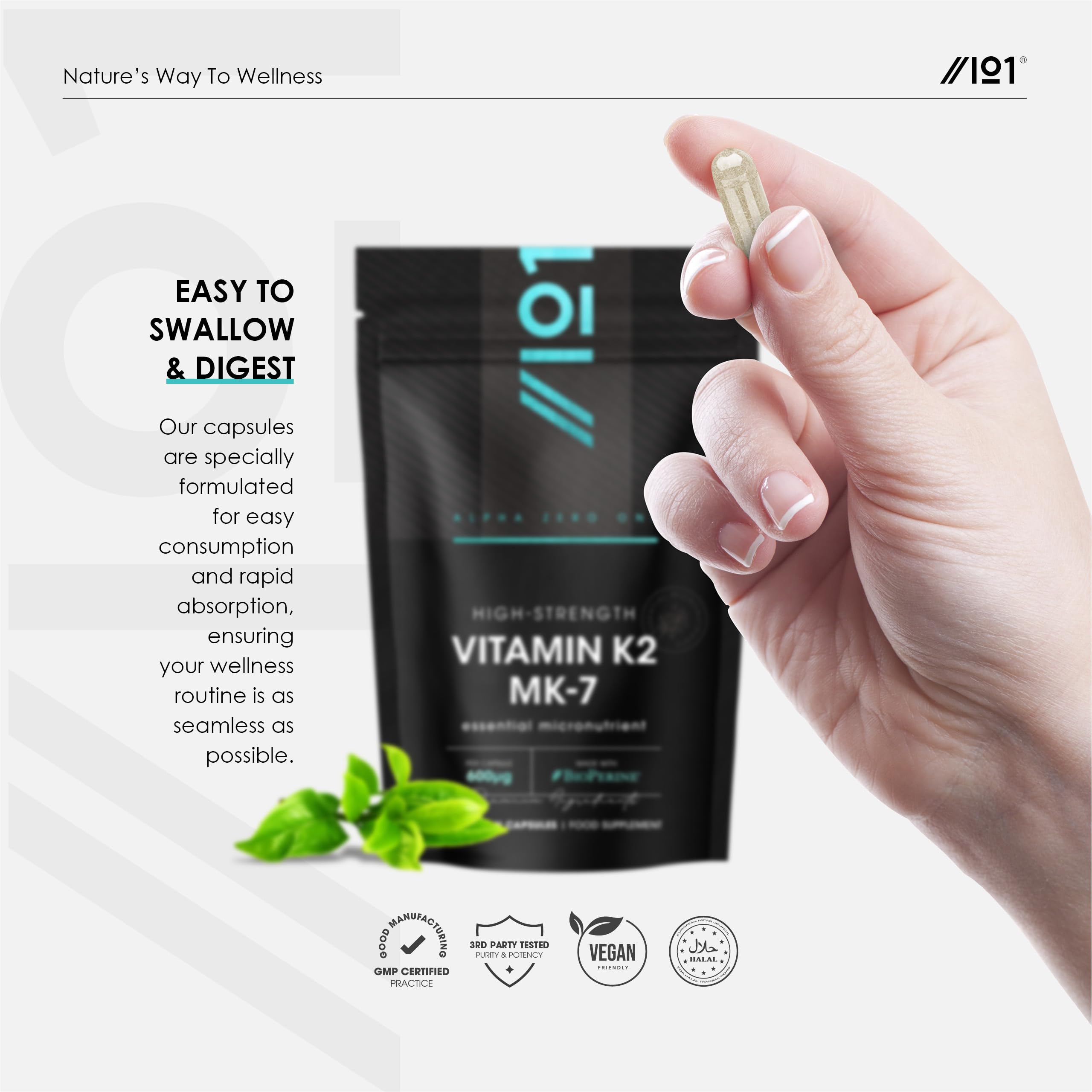 Vitamin K2 MK-7 200mcg - 365 Vegan Tablets - Supports Maintenance