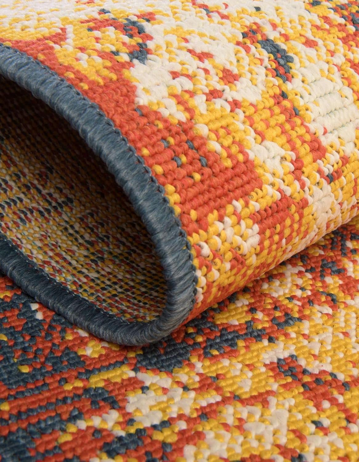 Unique Loom Outdoor Coastal Collection Area Rug - Okyanus (2' x 8' Runner, Multi/ Orange)