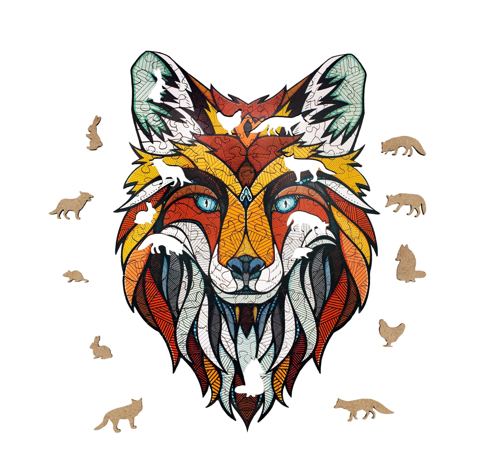 EWA Eco-Wood-Art - Boîte en Bois de Renard M - Puzzle en Bois coloré pour Adolescents et Adultes - Kit de Bricolage à Monter soi-même, Pas de Colle nécessaire - 141 pièces