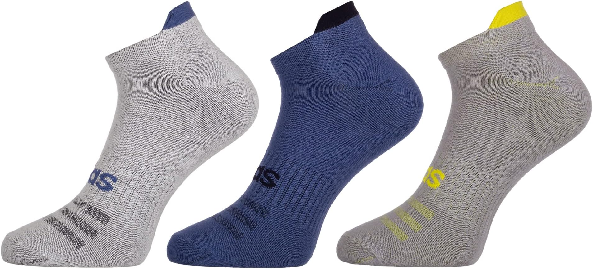Original Flat Knit Low Cut Cotton Socks - 3 Pairs (6N) (AD-0588) (White/Crew Blue/Halo Silver), Free Size