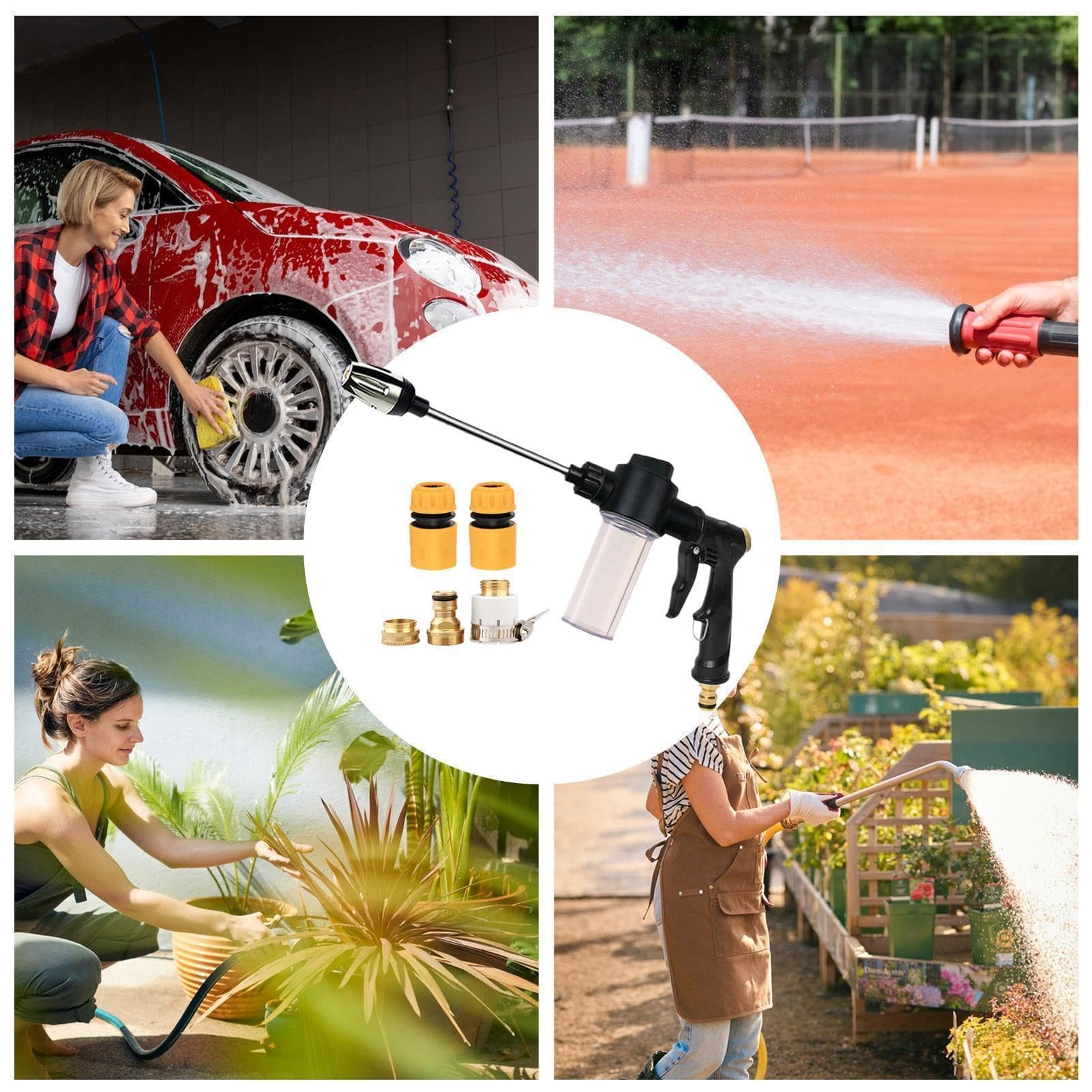 Pulverizador de espuma para lavado de autos, herramienta de limpieza de lavadora de tres modos de pulverización, pulverizador de espuma de alta presión para manguera de jardín, para lavar plantas de
