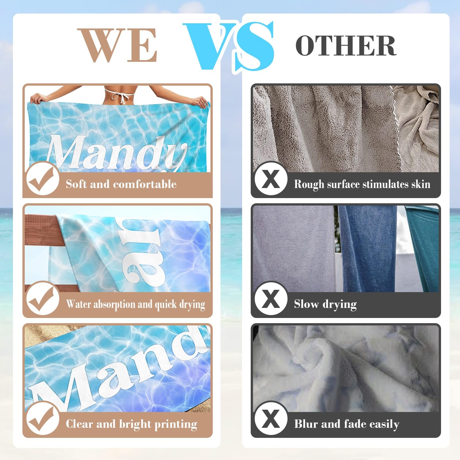 Serviette De Plage Personnalisée Jodimitty Avec Nom - Microfibre Séchage Rapide Anti-Sable - 60x120cm/76x152cm/90x180cm - Tortue De Mer