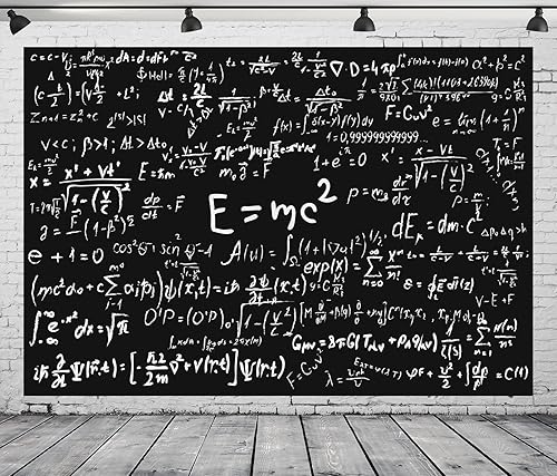Miniatura 5 de BELECO Telón de fondo de fotografía de pizarra de 9 x 6 pies para aula, dibujado a mano, matemáticas, física, fórmulas geométricas, ecuaciones