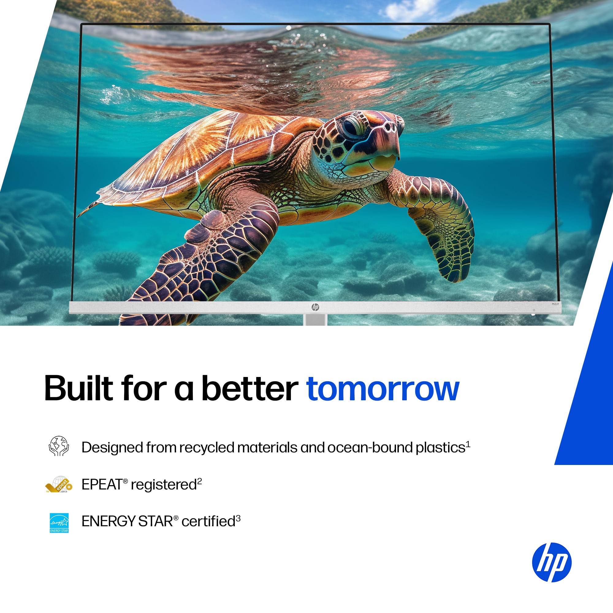 HP M22f 21.5-inches, 54.6 cm, FHD Monitor Eye Safe Certified Full HD IPS 3-Sided Micro-Edge Monitor, 75Hz, AMD Free Sync with 1xVGA, 1xHDMI 1.4 Ports, 300 nits (Silver, 1920 x 1080 Pixels) — Amazon image 8