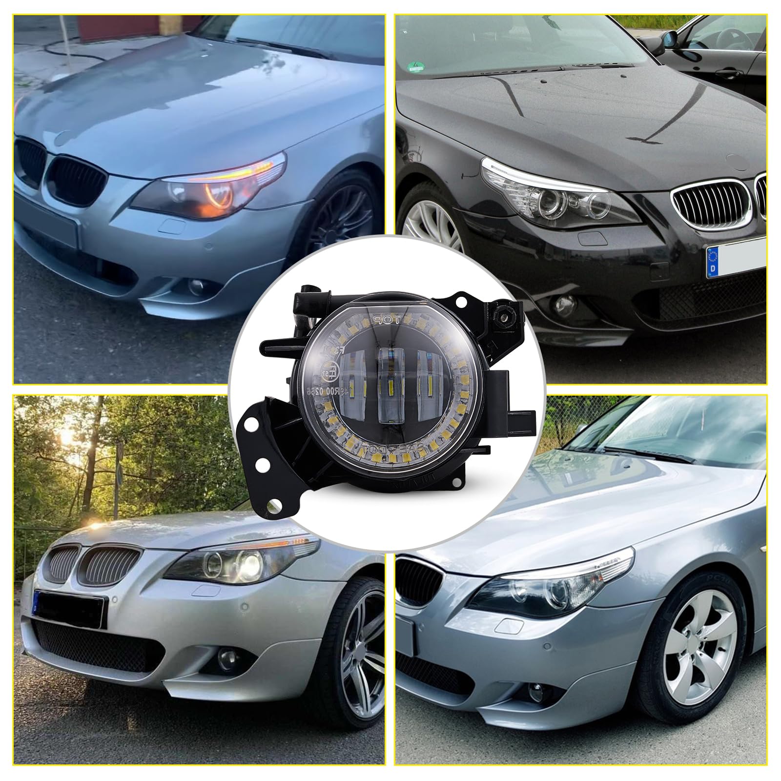 Led Nebelscheinwerfer für 2003-2008 BMW 5er(E60 E61, 525i 525xi 530i 530xi 545i 550i)/3er(E46, 325Ci 330Ci Cabrio/Coupé) 1 Paar, klare Linse