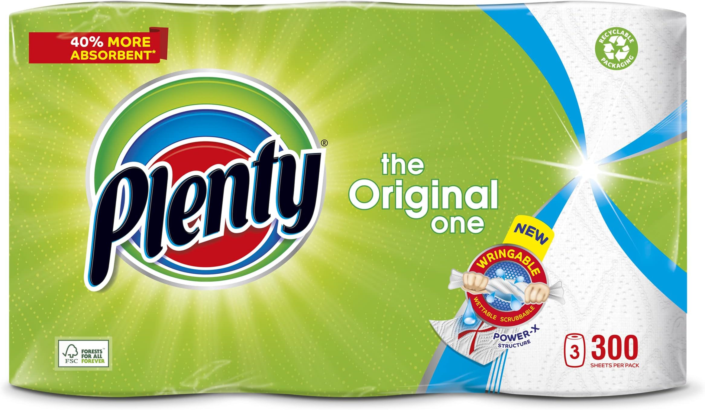 Plenty Kitchen Roll, Pack of 3