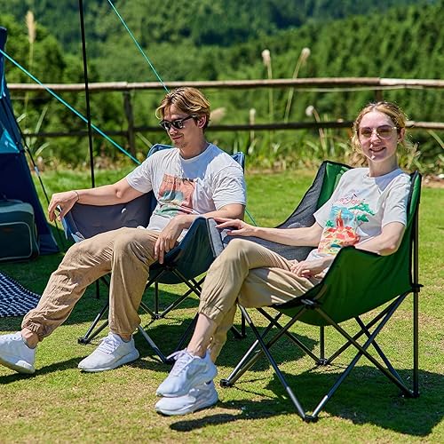 Miniatura 10 de PORTAL Silla de camping plegable con soporte para tazas, soporta hasta 300 libras de alta resistencia, 21.26 pulgadas de ancho x 20.47 pulgadas de