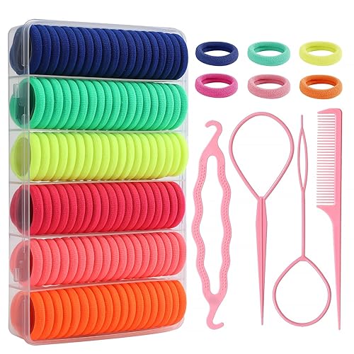 Juego de 240 piezas de accesorios para el cabello para bebés soportes de cola de caballo de algodón suave, lazos para el cabello sin costuras,