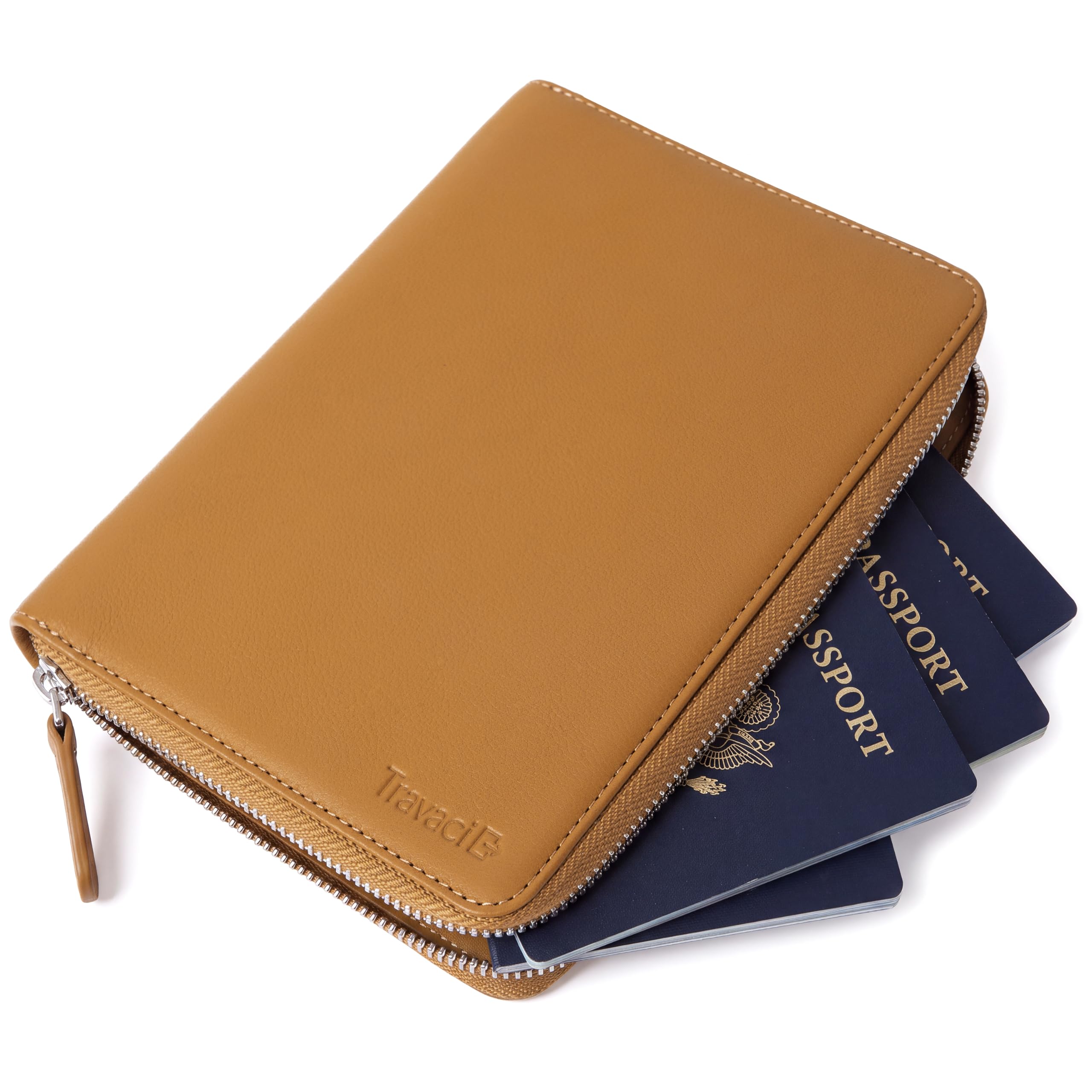 Etui na paszport ze skóry licowej na 2-4 paszporty, portfel na paszport RFID i organizer na dokumenty podróżne dla par i rodzin, @@, Etui na paszport ze skóry licowej z metalowym zamkiem