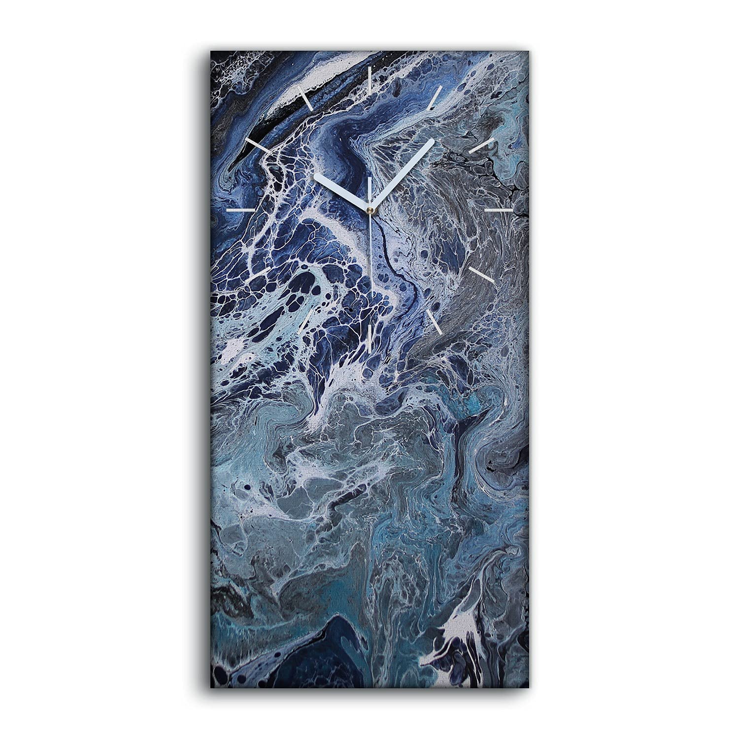 Horloge sur Toile Abstraite Bleue pour Décoration Salon et Chambre Zen