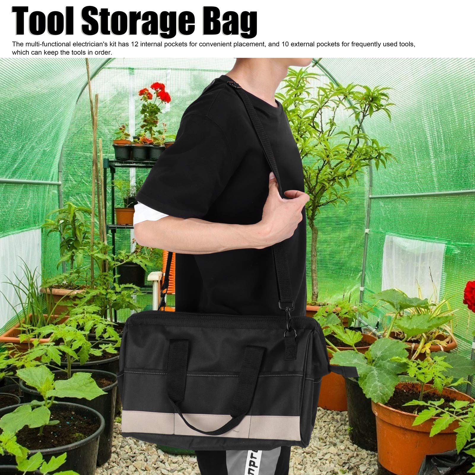 Borsa Organizer Professionale Per Giardinaggio E Attrezzi con Tracolla Regolabile E 22 Tasche Per Efficienza E Comodità
