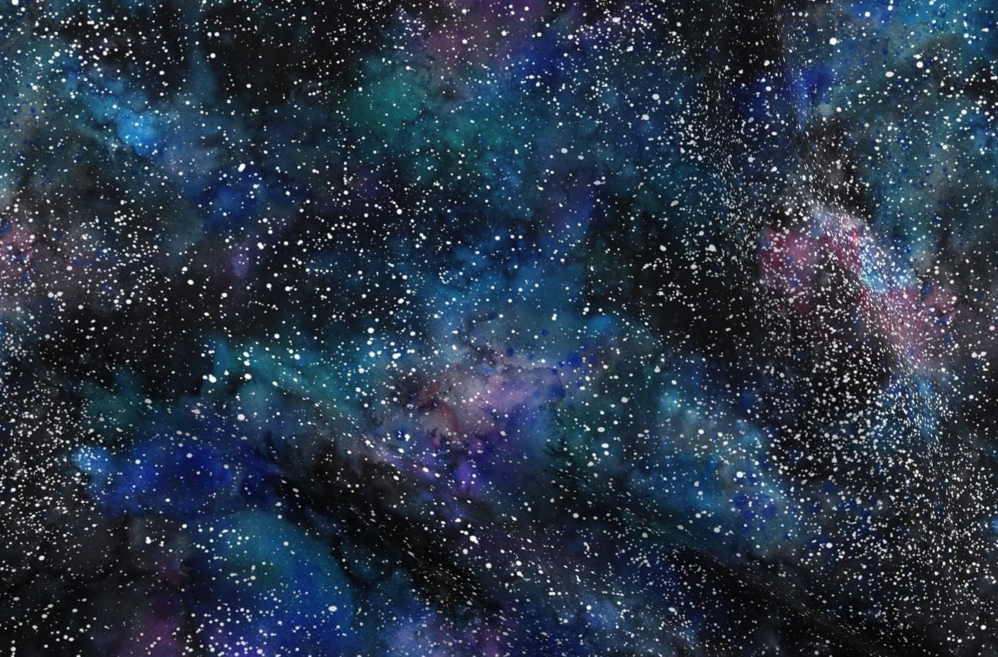 Spoonflower Fabric - Celestial Watercolor Astronomy Space Starry Sky Galaxy Nebula Printed on Petal Signature Cotton Fabric Fat Quarter - Sewing Quilting Apparel Crafts Decor