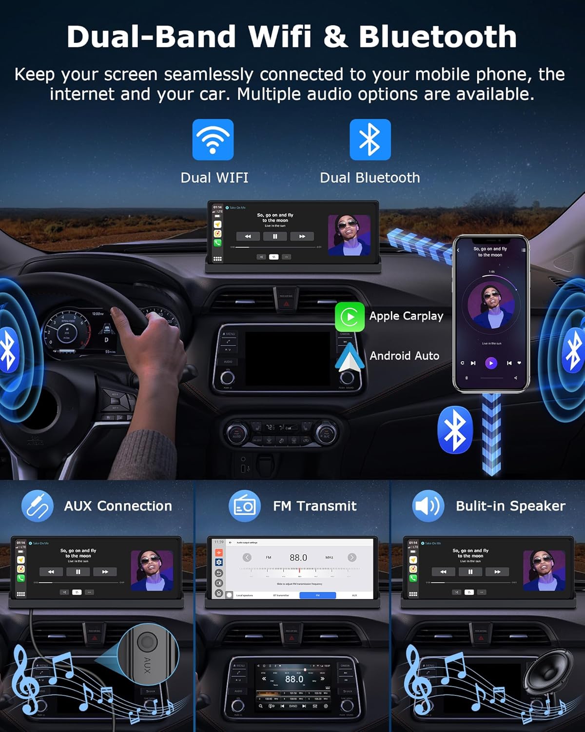 Dual-Band Wi-Fi and Bluetooth connectivity options for the Jansite T383S