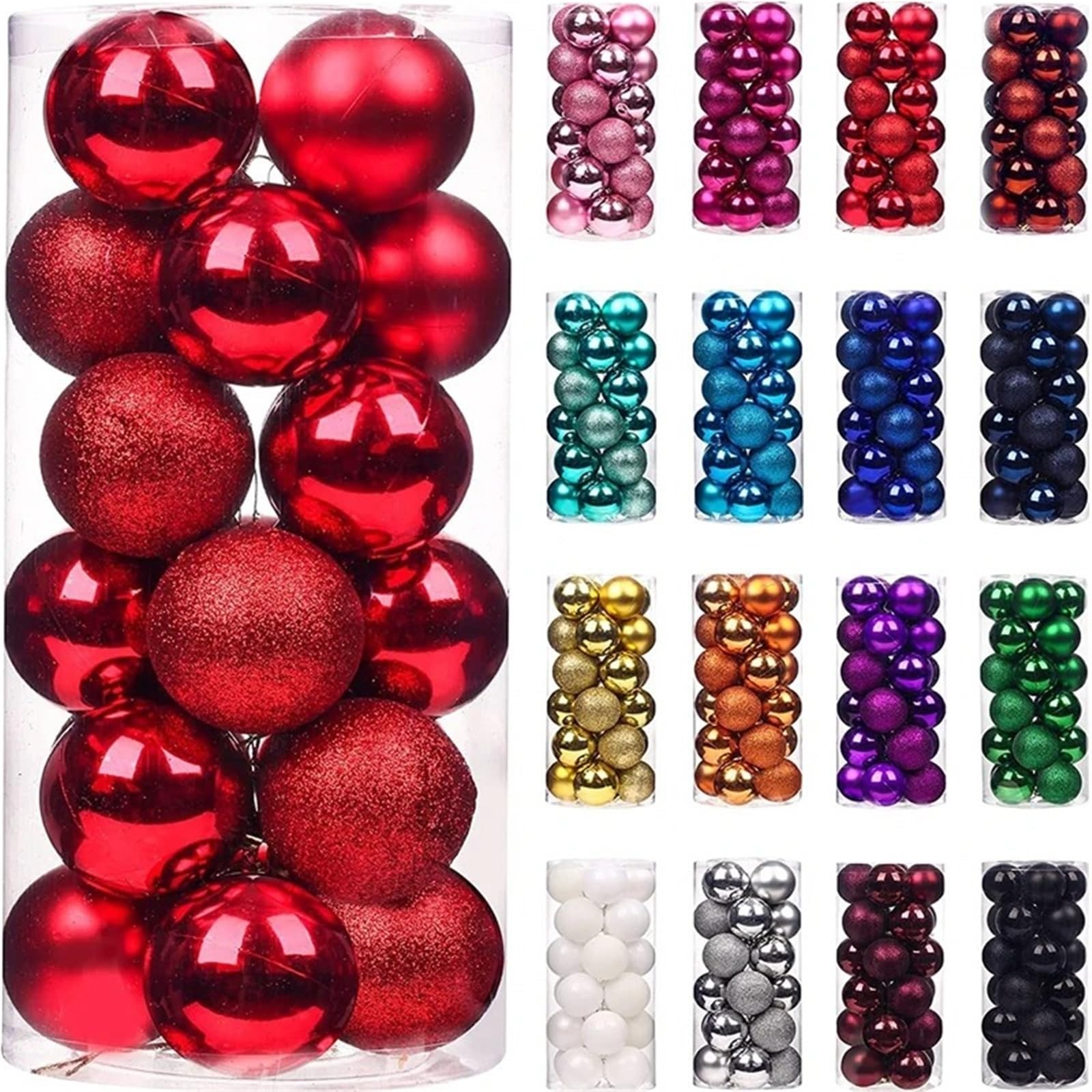 Weihnachtskugeln 24/36 Stücke 3/4 cm Weihnachtsdekoration Ball Christbaumschmuck for Wohnkultur Neujahr Anhänger Zubehör(4CM,36PcsRose Red)
