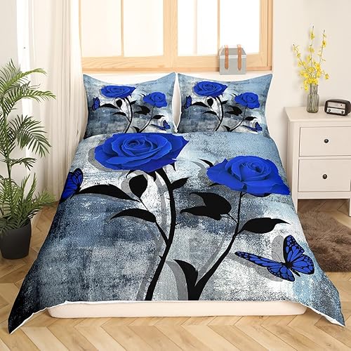 Miniatura 3 de Erosebridal Funda de edredón de rosa rústica para niños, adolescentes y jóvenes, funda de edredón retro teñida con lazo, juego de ropa de cama de