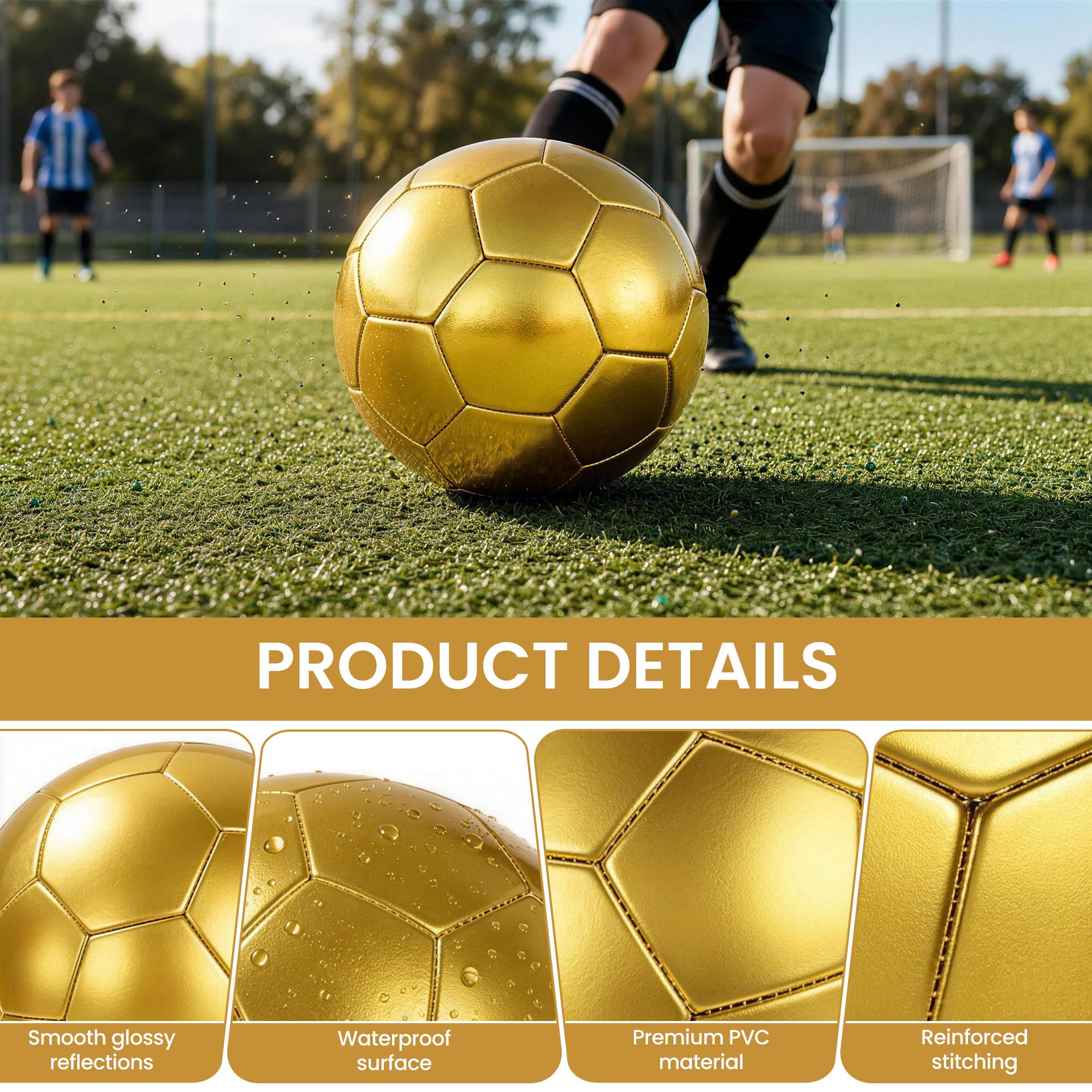 Amazon.co.jp: Linkidea サイズ5 ゴールドサッカーボール、フリー
