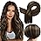 Full Shine 22 Inch Dark Brown Hair Extensions Sew In Hair Extensions Real Human Hair Balayage Dark Brown To Light Brown Hair Weft Straight Human Hair Bundles Sew In Extensions 105G