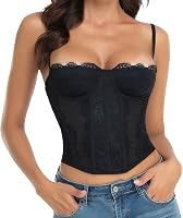 Raxnode Lace Bustier Corset Top for Women - Sexy Adjustable Buckle Party Club Outfit