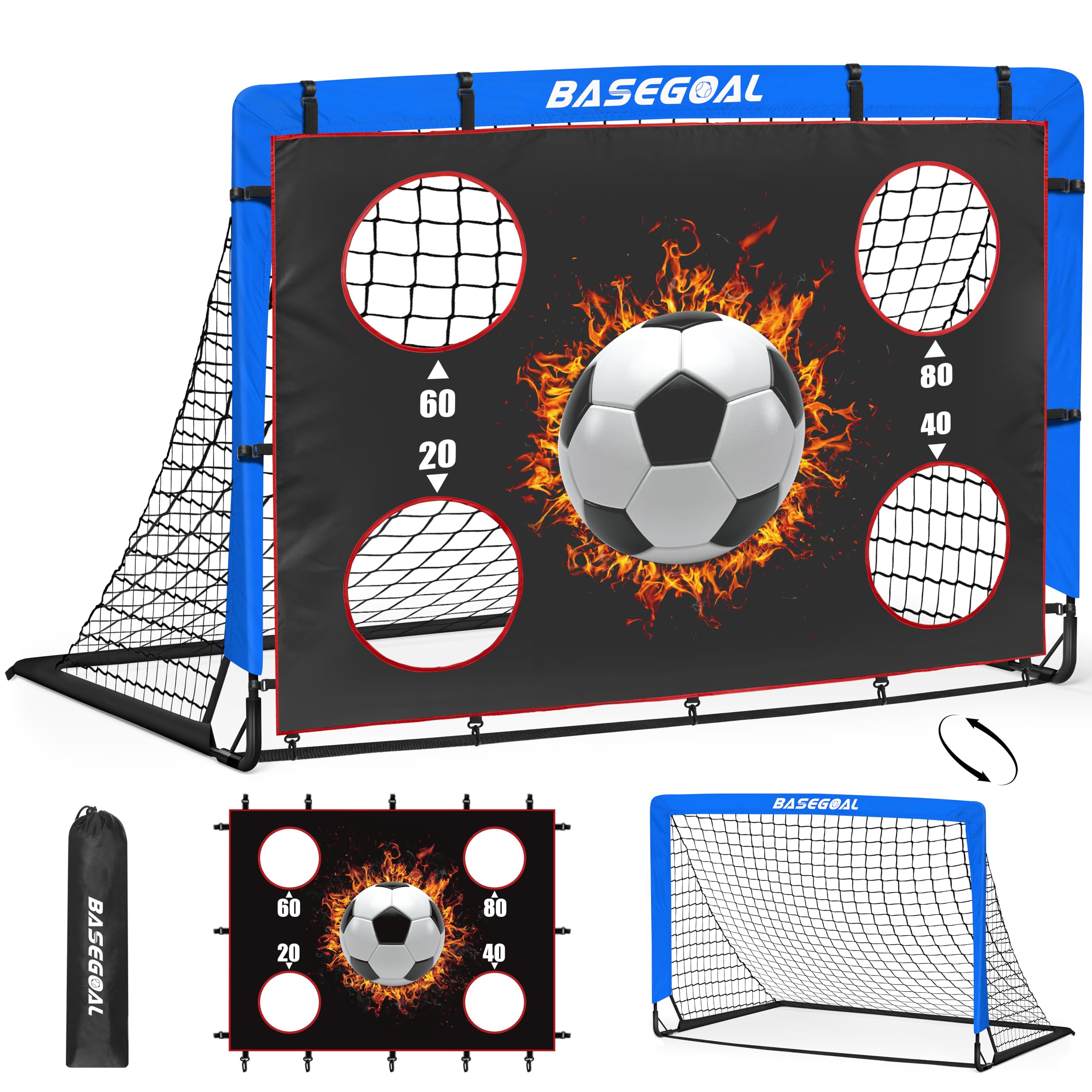 Cage de Foot Exterieur avec Cible Suspendue et Sac de Transport pour Jardin