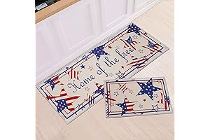 4th of July Kitchen Mats Independence Day Patriotic Kitchen Rugs for Floor...