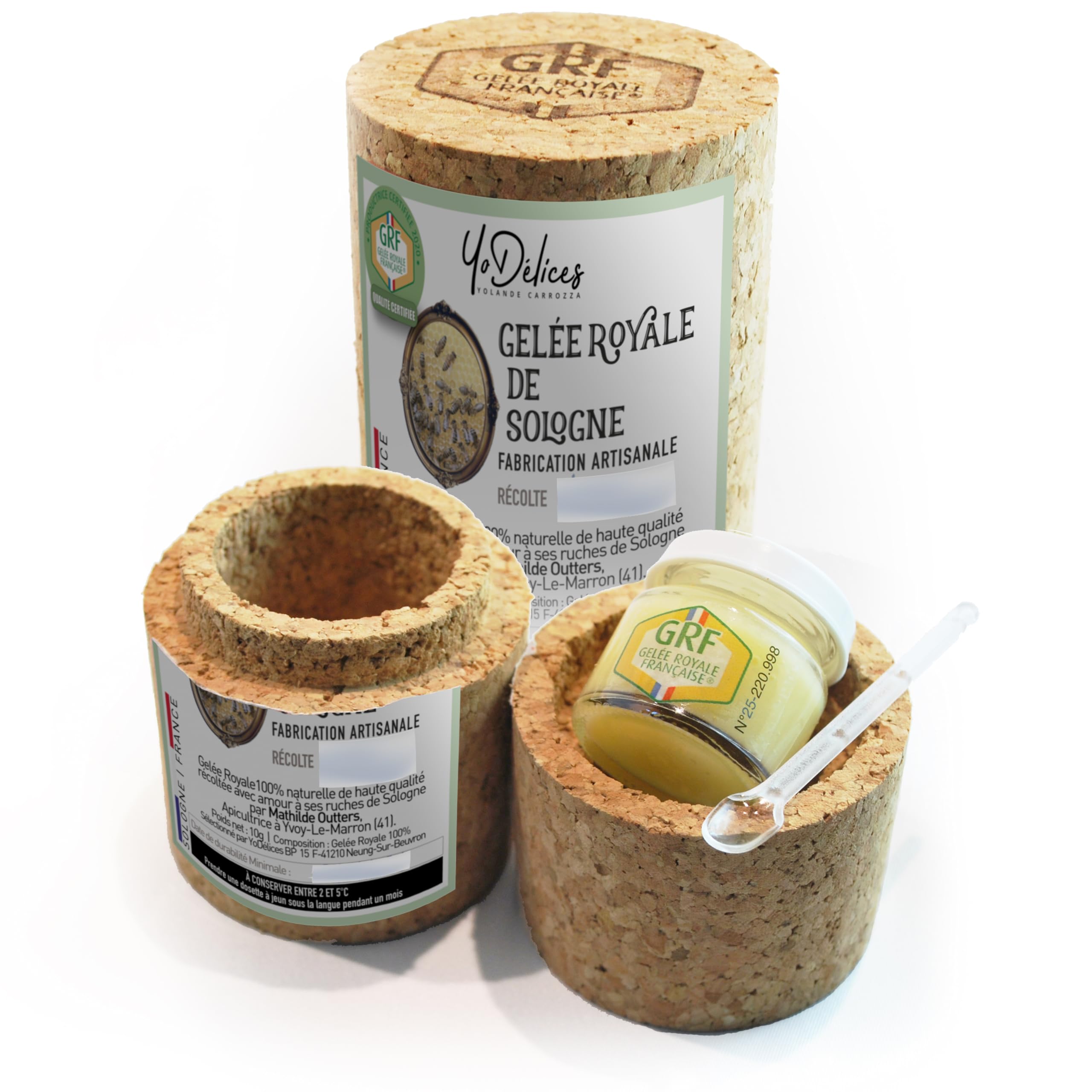 Gelée Royale Française Certifiée GRF 100% Naturelle 2x10g Récolte d'Été M.Outters Apicultrice Sologne