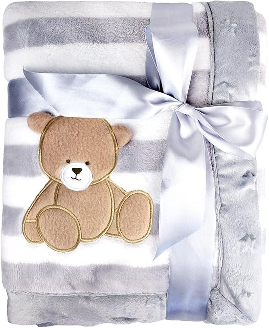 zebrum Thick Baby Flannel Blanket, Plush Soft and Warm Fleece, Double Layers Infant Blanket for Pram or Crib Newborn