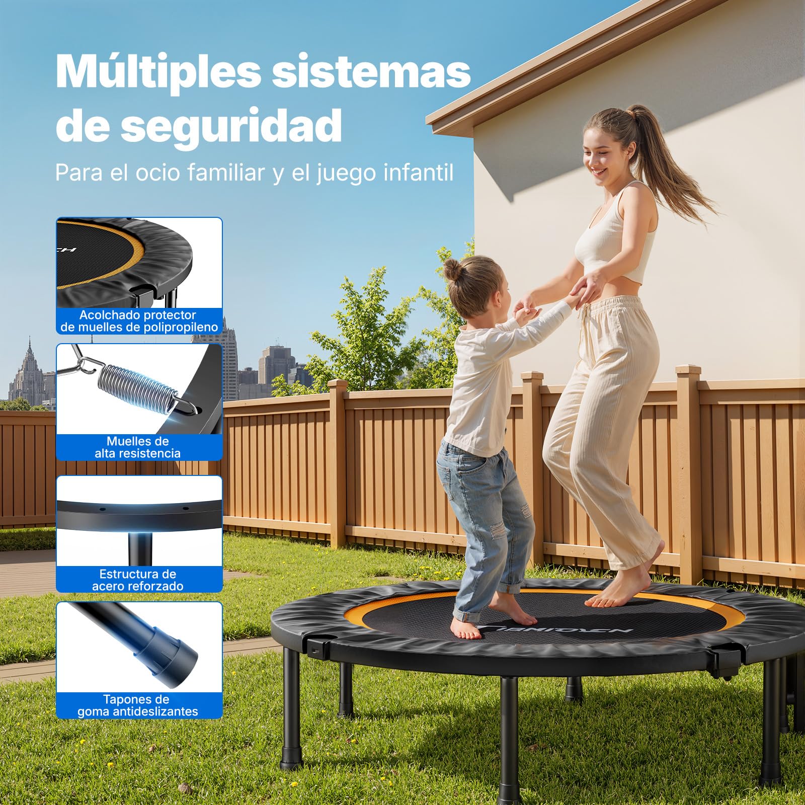 MERACH Trampolin Fitness Adultos 102cm 122cm Camas Elasticas Plegables Carga Maxima 330 LB