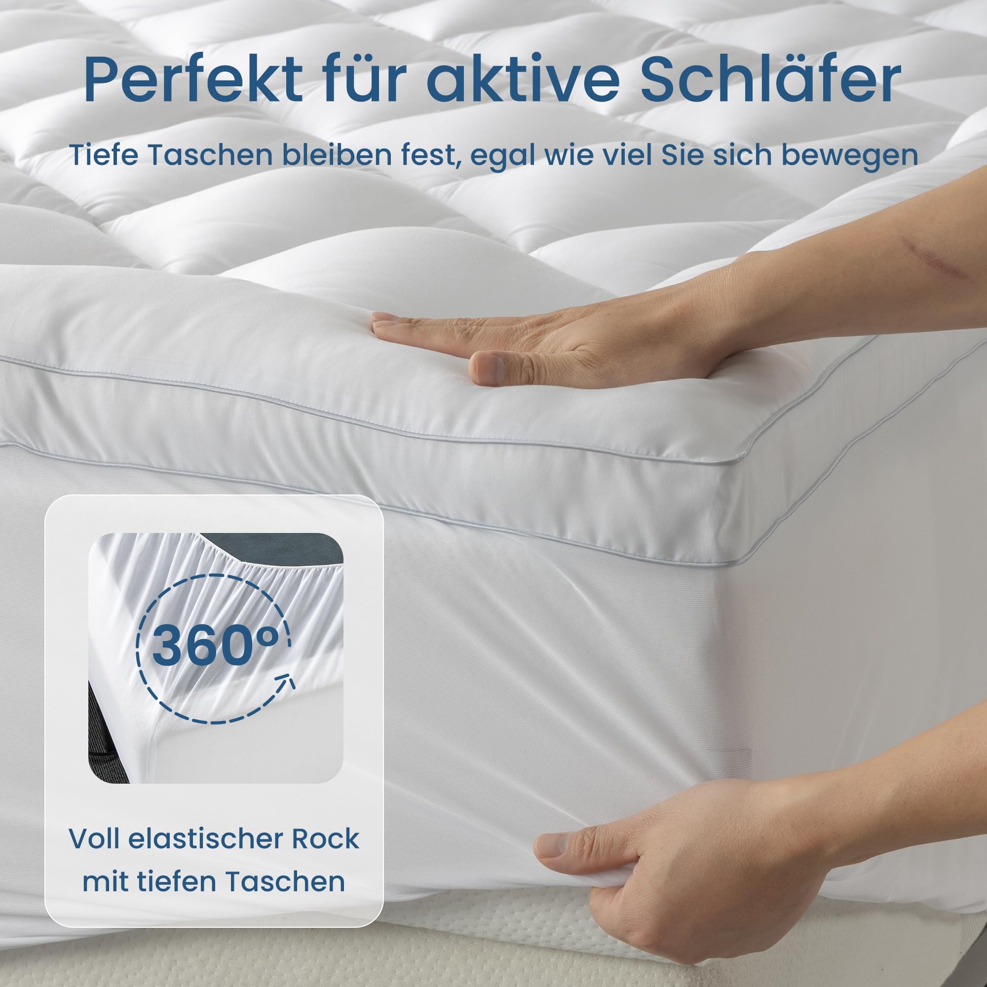 BedStory Matratzen Topper 90 x 200 cm Weiß, 800gsm Ultraweich Matratzentopper mit tiefen Taschen, maschinenwaschbarer Matratzenschoner, geeignet für Matratzen mit Einer Dicke von bis zu 40 cm