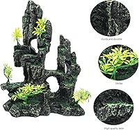 Vista 4 de Decoración de acuario – Decoración de pecera con adorno de piedra vista de montaña, ideal para betta, caracoles, tortuga, esconder, escalar