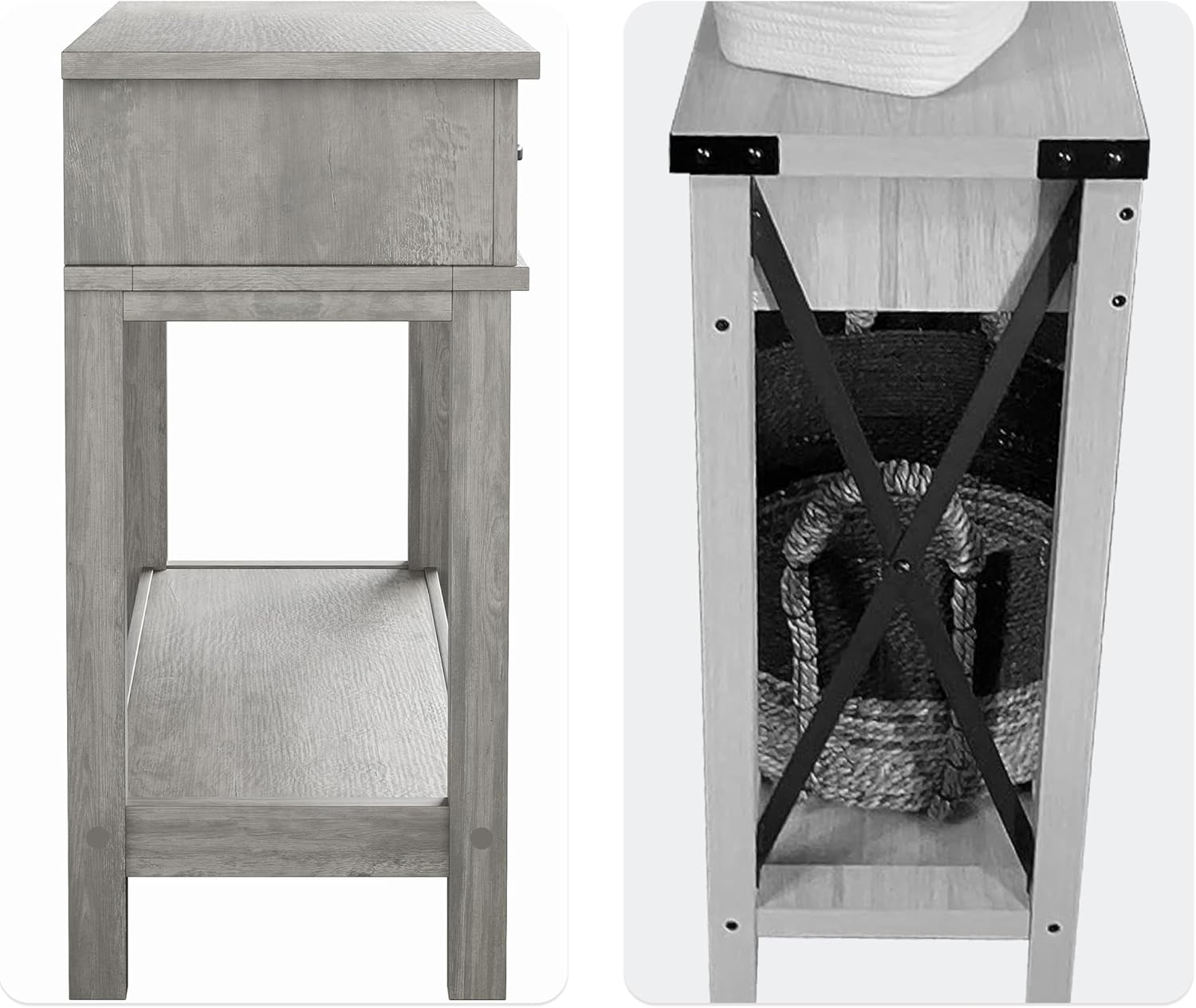 IDEALHOUSE Farmhouse Entryway Table, 2 Tier Console Table with 3 Storage Drawers, 54" Wooden Sofa Table for Entryway Living Room, Waterproof Corrosion-Resistant Hallway Table