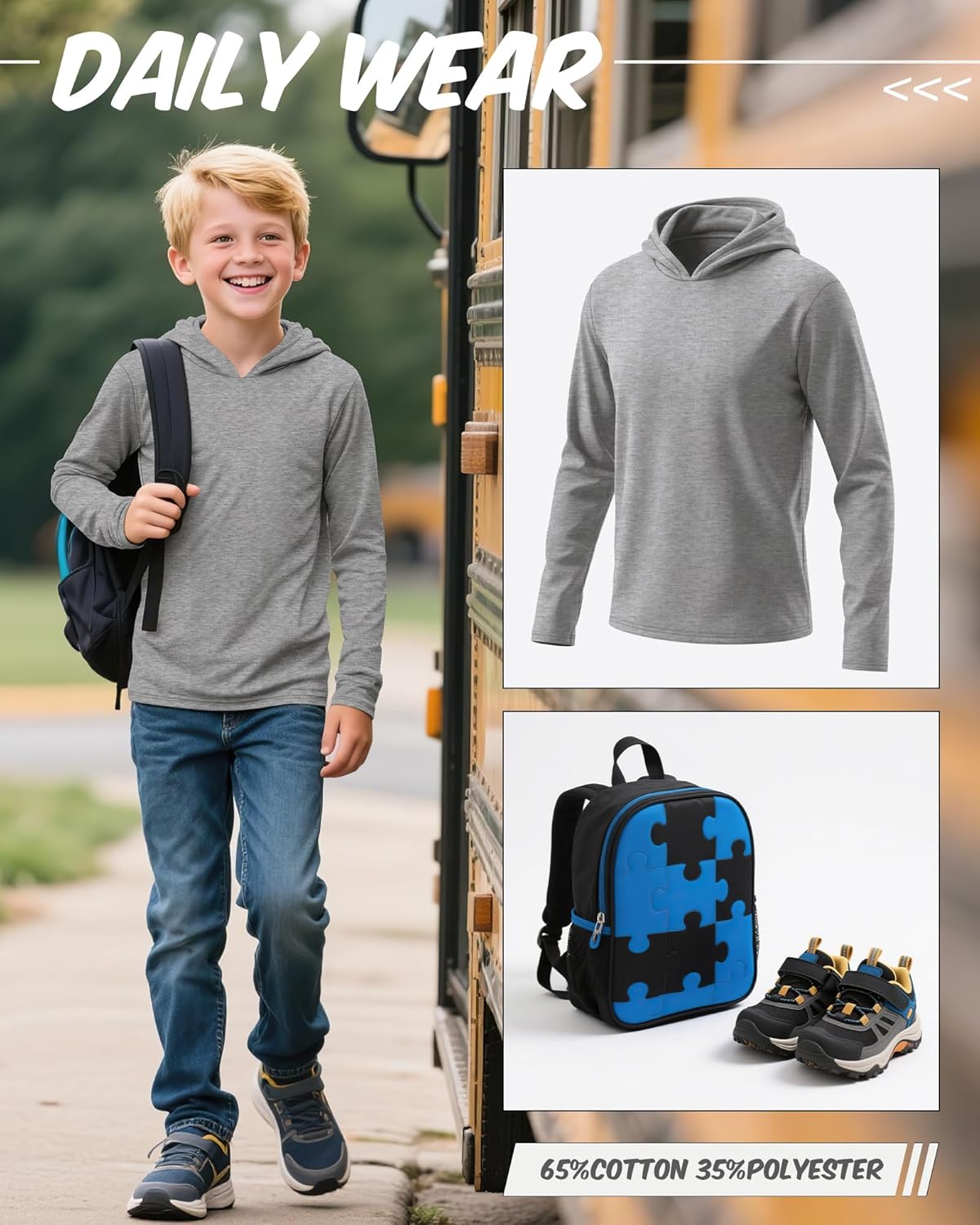 3 Pack Boys Long Sleeve Hoodies Kids Comfy Active Athletic Workout Sweatshirts Casual Pullover Shirts (Ages 6-18) - Image 3