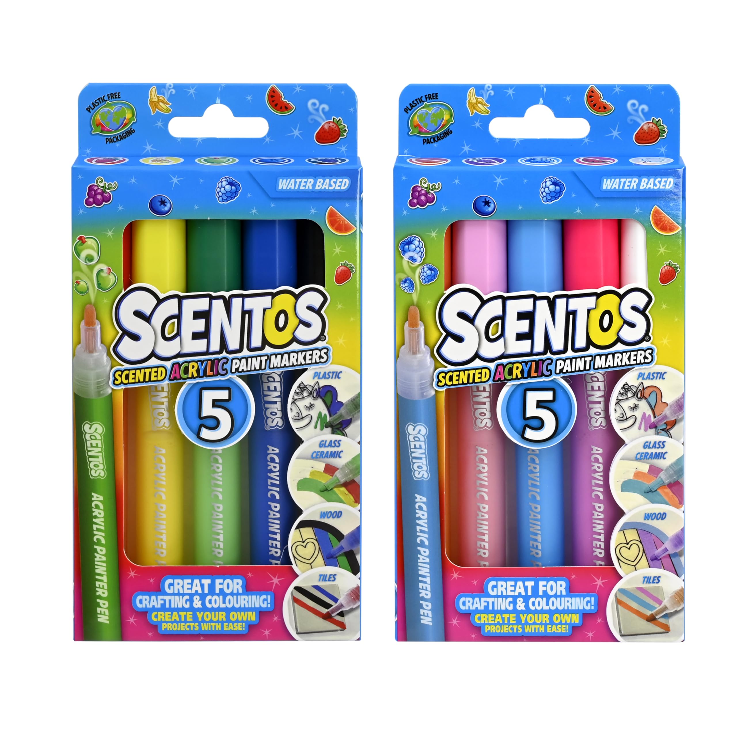 Scentos Scented Acrylic Paint Markers Fine Pack Of 5 Assorted By Fratelli |The Pack Includes 5 Scented Acrylic Markers | Designed In The Usa