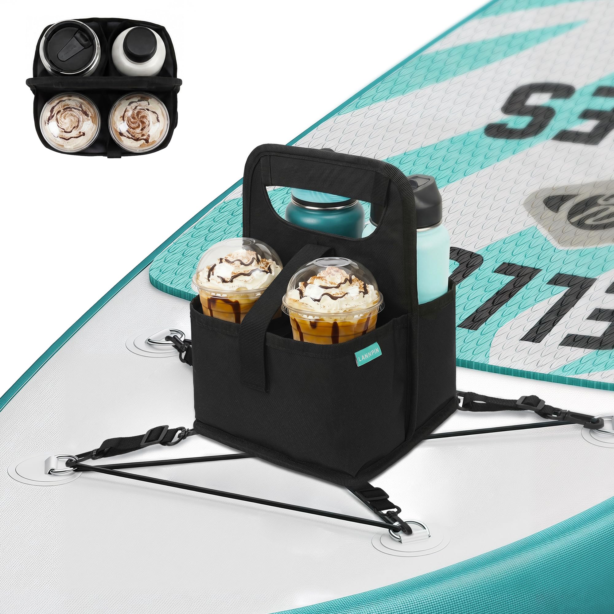 SUP Kühltasche für Paddle Board & Kajak, 2-in-1 Getränke- & Handyhalter, Wiederverwendbarer Kaffeebecherhalter, Praktisches SUP Zubehör SUP Board Tasche