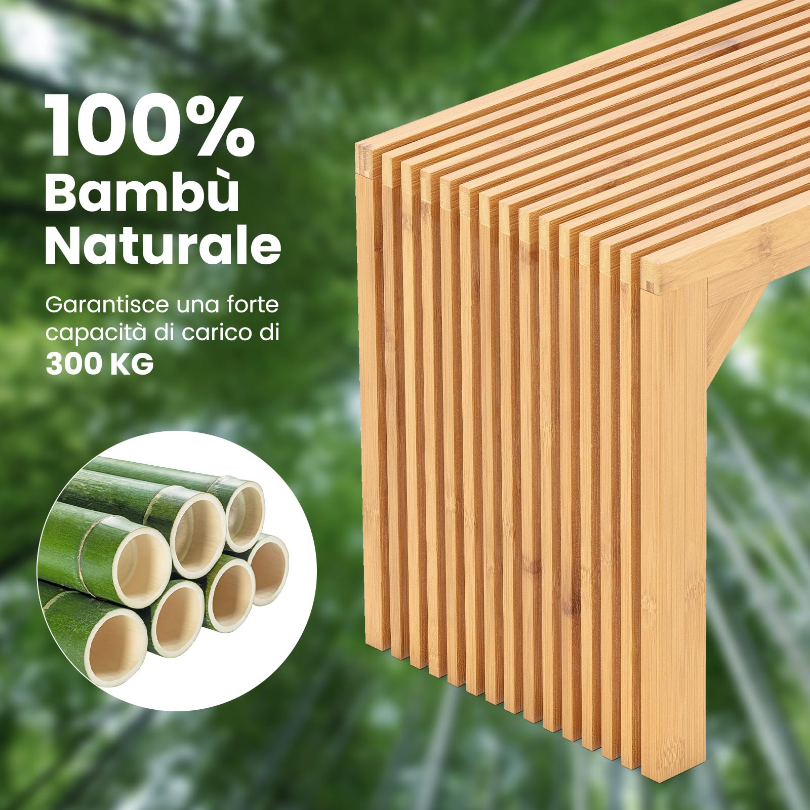 COSTWAY Panca da Interno in Bambù, Panca Ecologica da Ingresso Lunga 90 cm, Portata 300 kg, Sedia Moderna per Sala da Pranzo, Soggiorno e Giardino, 90 x 33 x 43 cm