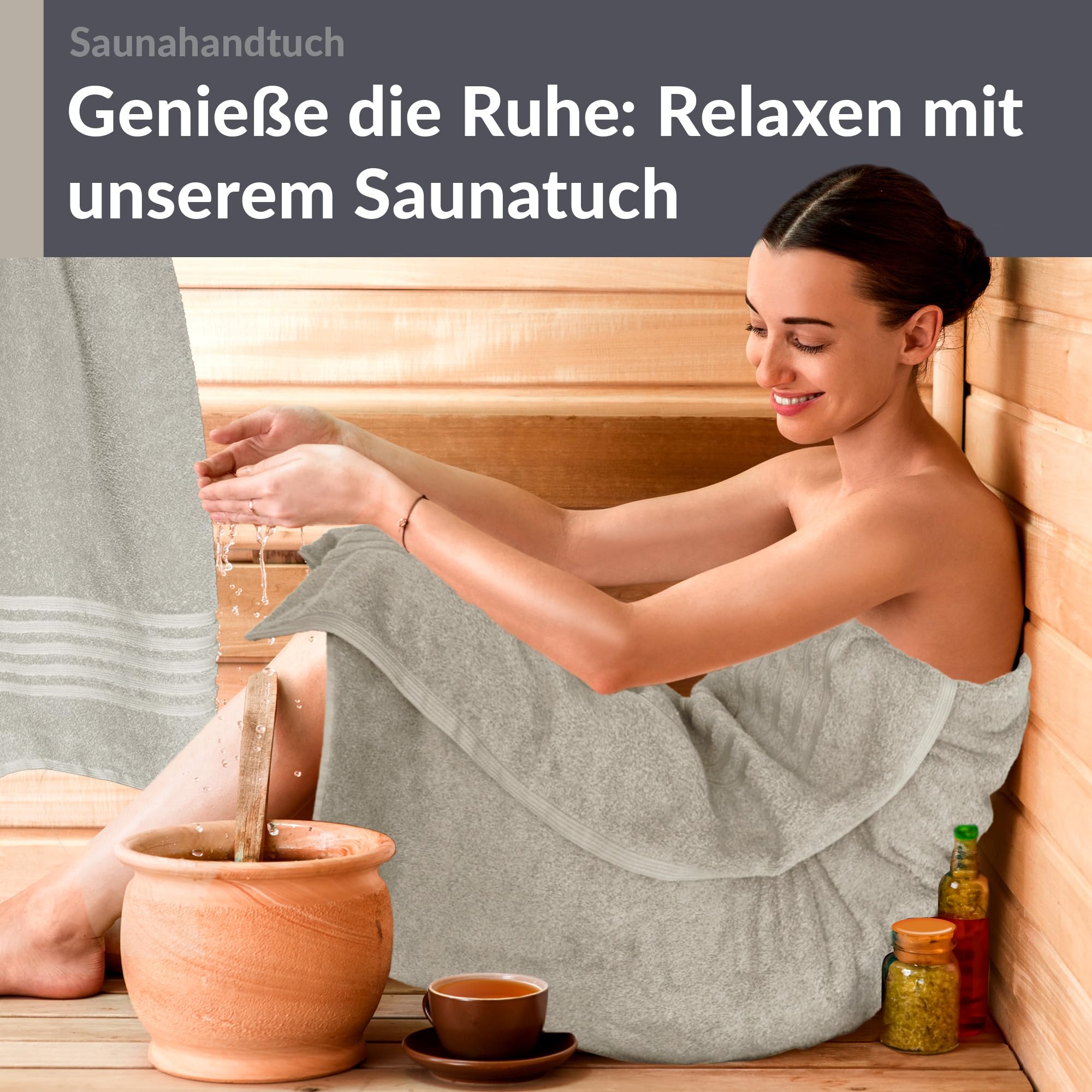 Lashuma Saunahandtuch 80x200 cm, London 2er Strandtuch für Liegen, großes Saunatuch XXL