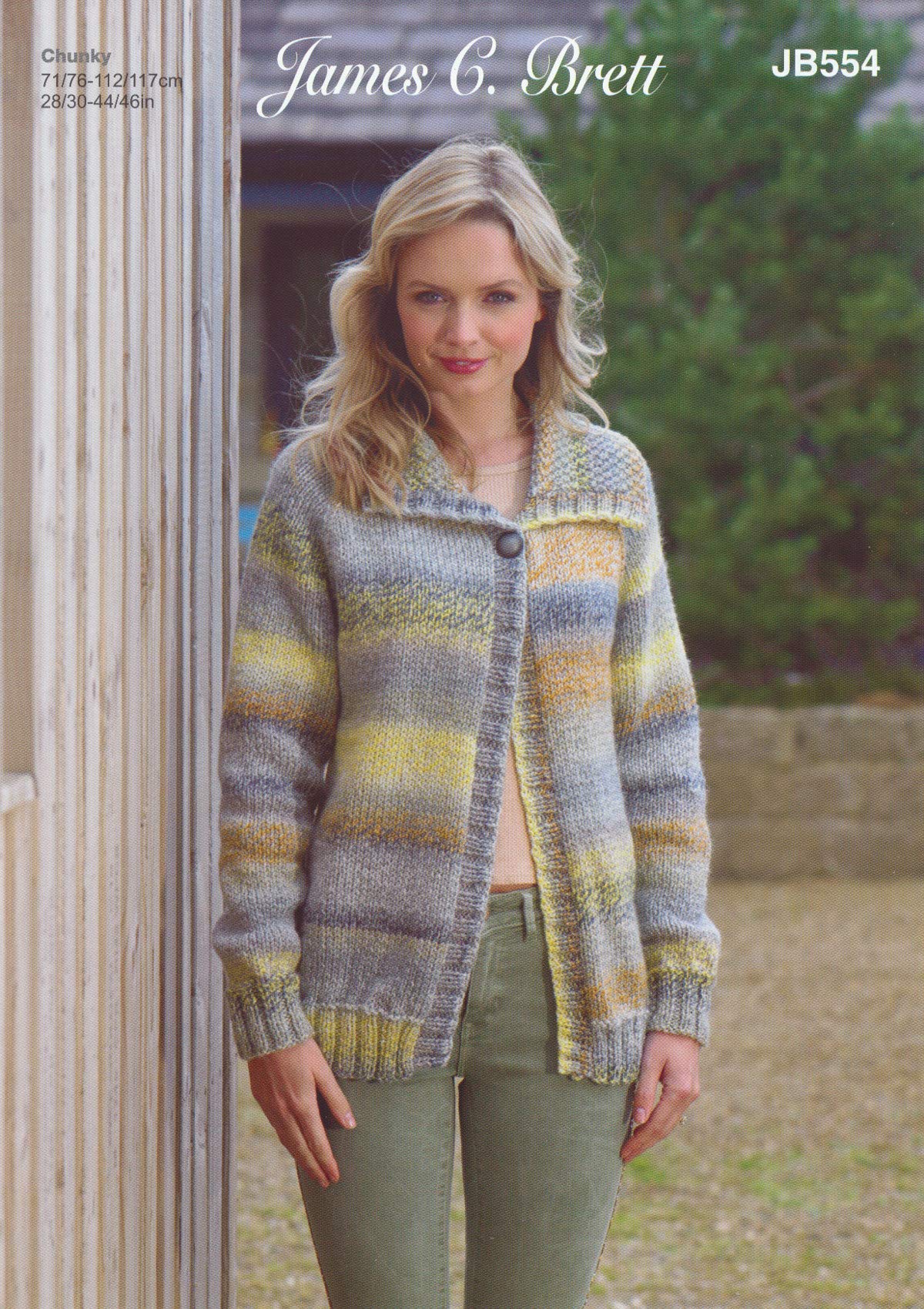 James C Brett JB554 Knitting Pattern Womens Collared Cardigan in Marble Chunky