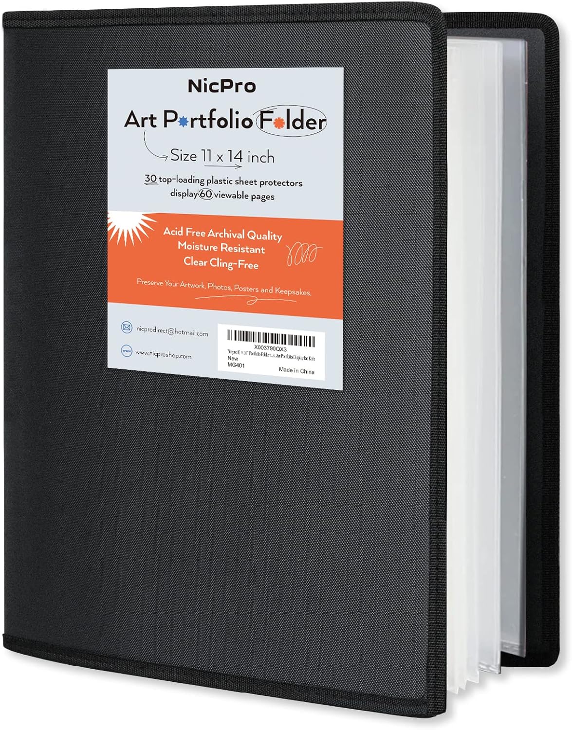 Buy Nicpro 11x14" Art Portfolio Folder, 30 Pockets Display 60 Pages Art