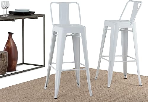 Miniatura 150 de SIMPLIHOME Rayne - Taburetes de encimera (juego de 2) – asientos de cocina de metal de 24 pulgadas de altura de asiento en blanco, asientos