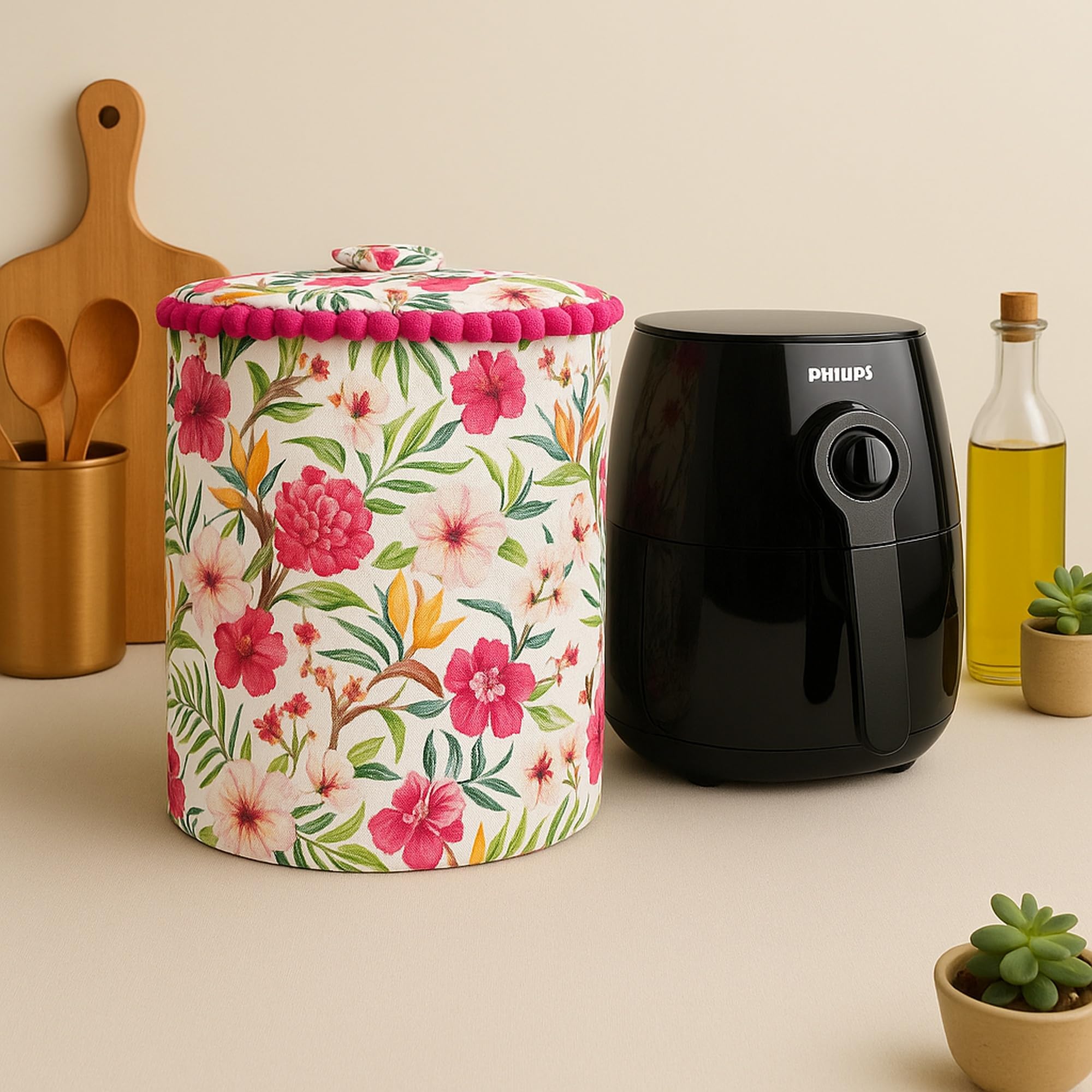 Air Fryer Cover 13"x12" Machine Washable 450 GSM Floral Pattern – Fits Basket‑Style (Oval/Round) Philips, Sujata, Bajaj, Preethi, Agaro, Havells, Kent, Lifelong, Pigeon, Prestige|WWW.THROWPILLOW.IN-picture-28