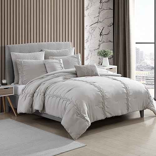 Miniatura 1 de Modern Threads - Juego de edredón de 8 piezas Peyton Collection - Juego de cama elegante reversible adornado - Incluye edredón, fundas de almohada y