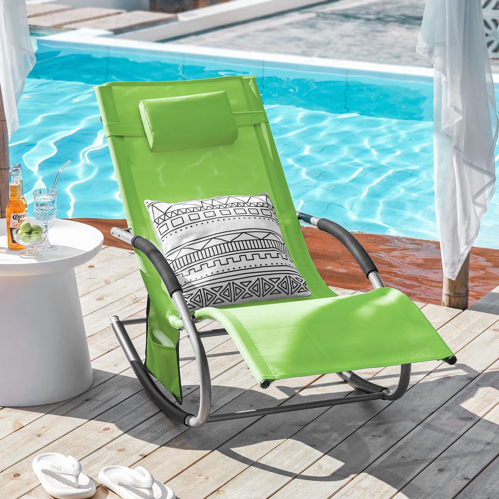 SoBuy Lot de 2 Chaises Longues avec Coussin 150x63x87cm Capacité 150kg