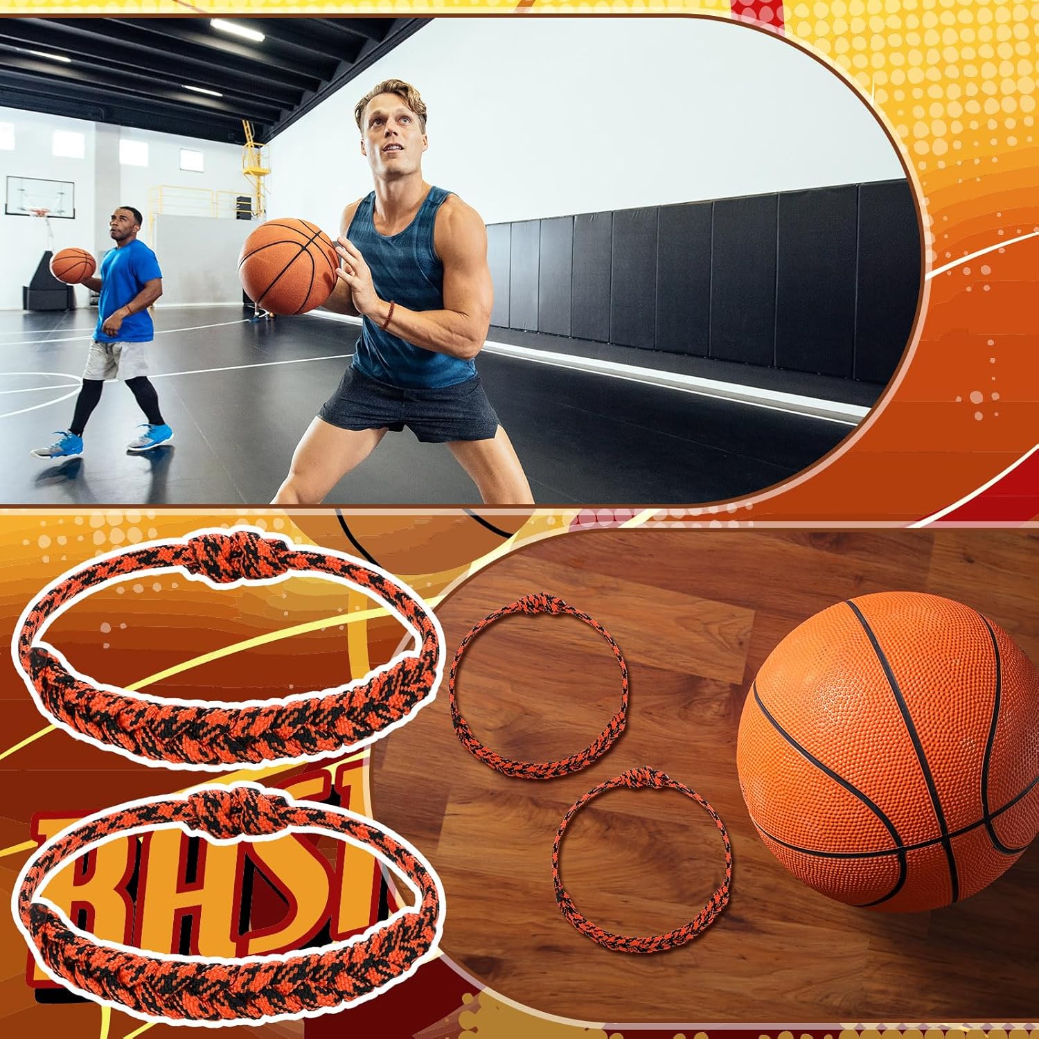 12 Sets Basketball Team Gifts Bracelet Gifts Sport Adjustable Handmade Braided Rope Wristbands Bracelet for Sports Lover Players Team with Cards - Image 7
