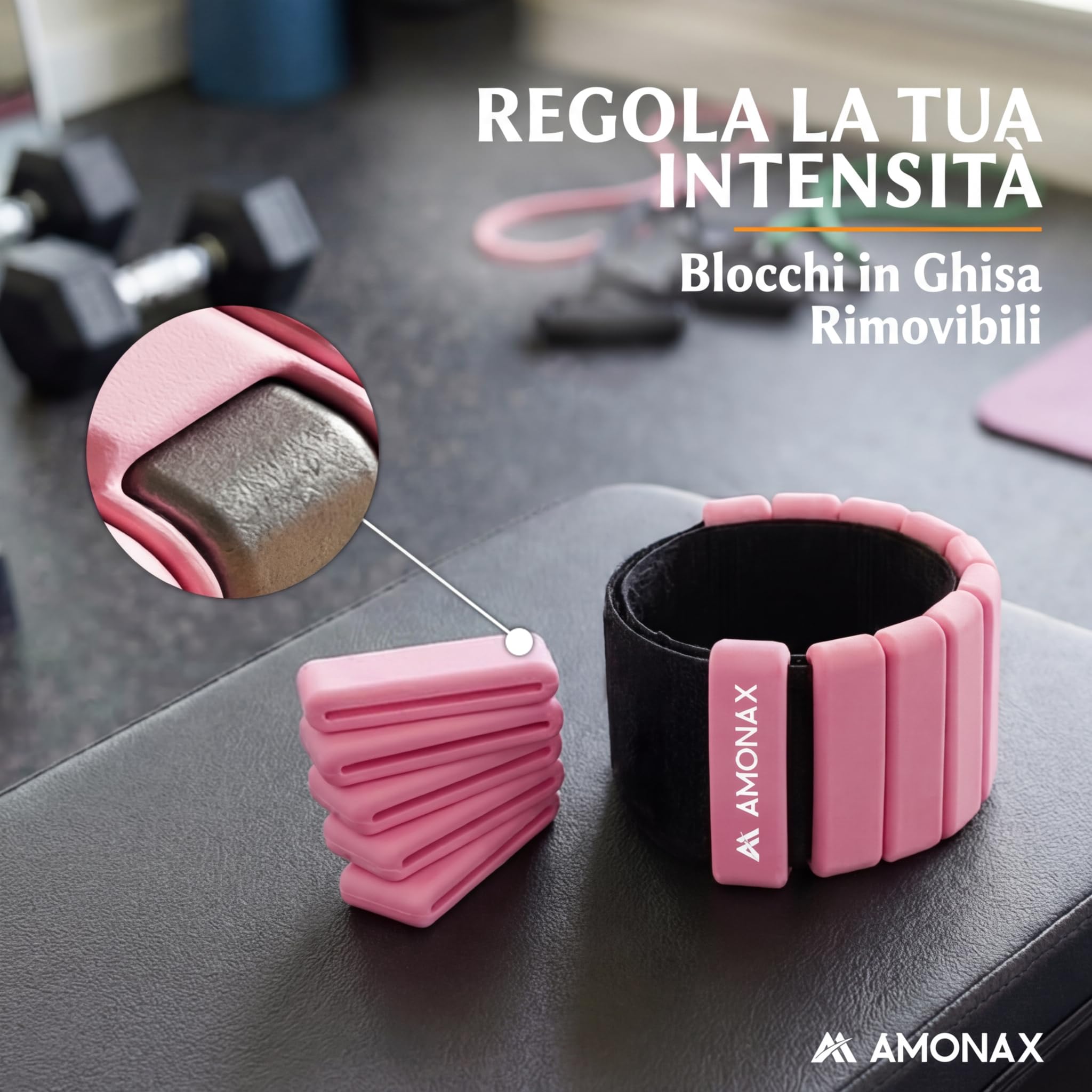 Amonax Set Di Pesi Caviglie Regolabili, Cavigliere Fitness per Donna Uomo, Coppia Da 0,5kg/1kg per Polsi E Caviglie, Pilates, Nuoto, Yoga, Danza - Cavigliera Sportiva