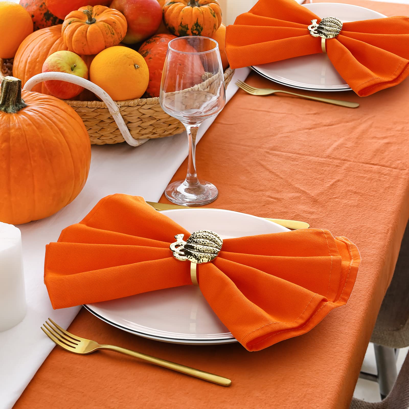 20 Stück Thanksgiving Fall Serviettenringe Rustikale Kürbis Serviettenhalter Metall Kürbis Esstische Ringe für Party Dekoration Tischdekoration Tischdekoration Familientreffen Antik Gold