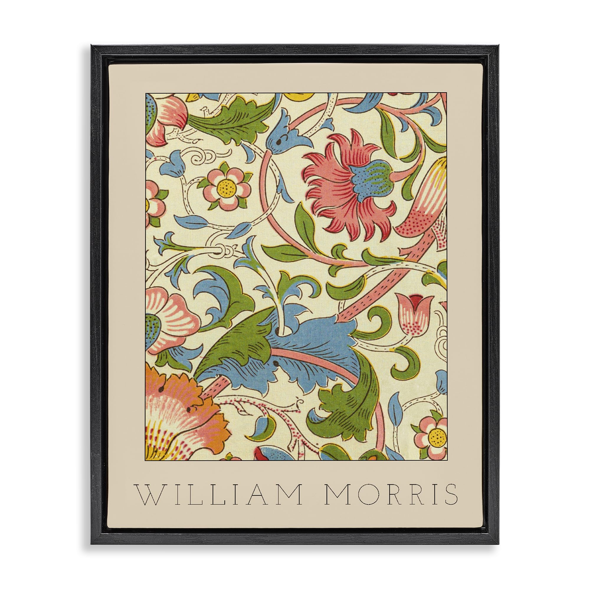 Stupell Industries 'Stylish Boho Classic Flowers', Floating Frame Canvas Art, Black, 25 x 31 Inches, Easy to Hang and Sturdy, Made in USA, by Lil' Rue