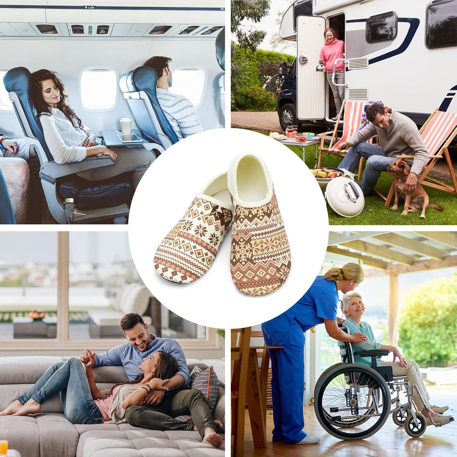 Fires Womens Mens Slippers with Rubber Sole Soft-Lightweight House Slipper Socks Around House Shoes Non Slip Indoor/Outdoor - Image 6