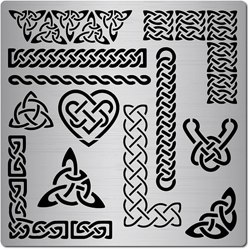 GORGECRAFT Plantillas de metal de 6.3 pulgadas con nudo celta de triquetra con símbolo vikingo, Wicca, reutilizables para pintar sobre muebles de