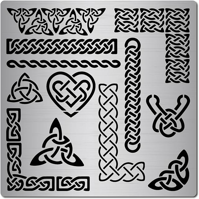 GORGECRAFT 6.3 Inch Metal Celtic Triquetra Knot Stencil Templates Viking Symbol Wicca Reusable Stencils for Painting on Wood Wall Canvas Furniture, Wood burning, Pyrography Engraving