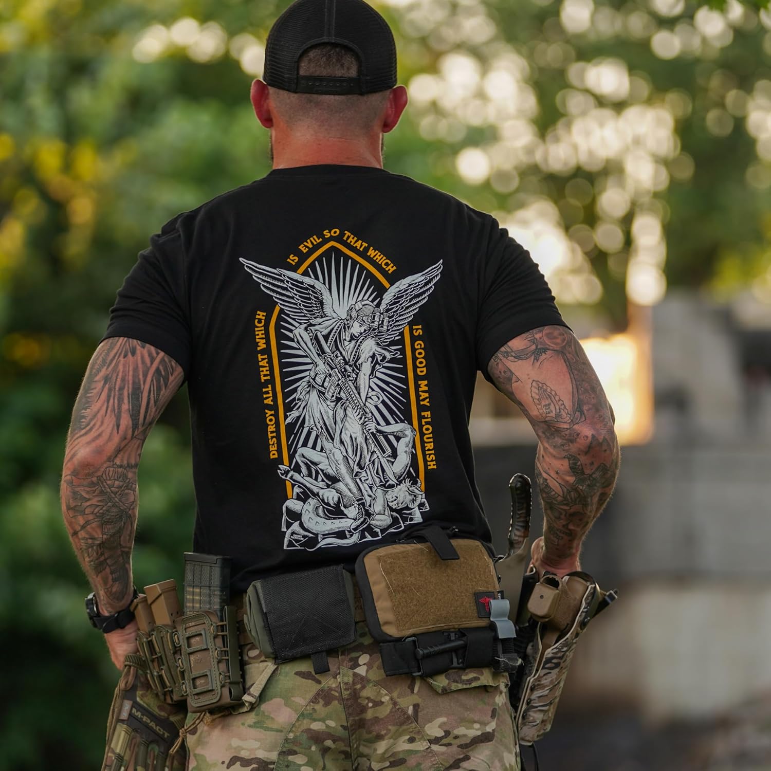 Savage Tacticians “Saint” Men’s Graphic Tee - Military Inspired Tactical Shirt, Cotton Blend, Premium Casual & Tactical Gear